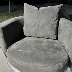 Set Of Two Grey Living Spaces Swivel Chairs 
