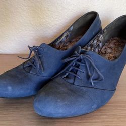 Blue suede Camper heels