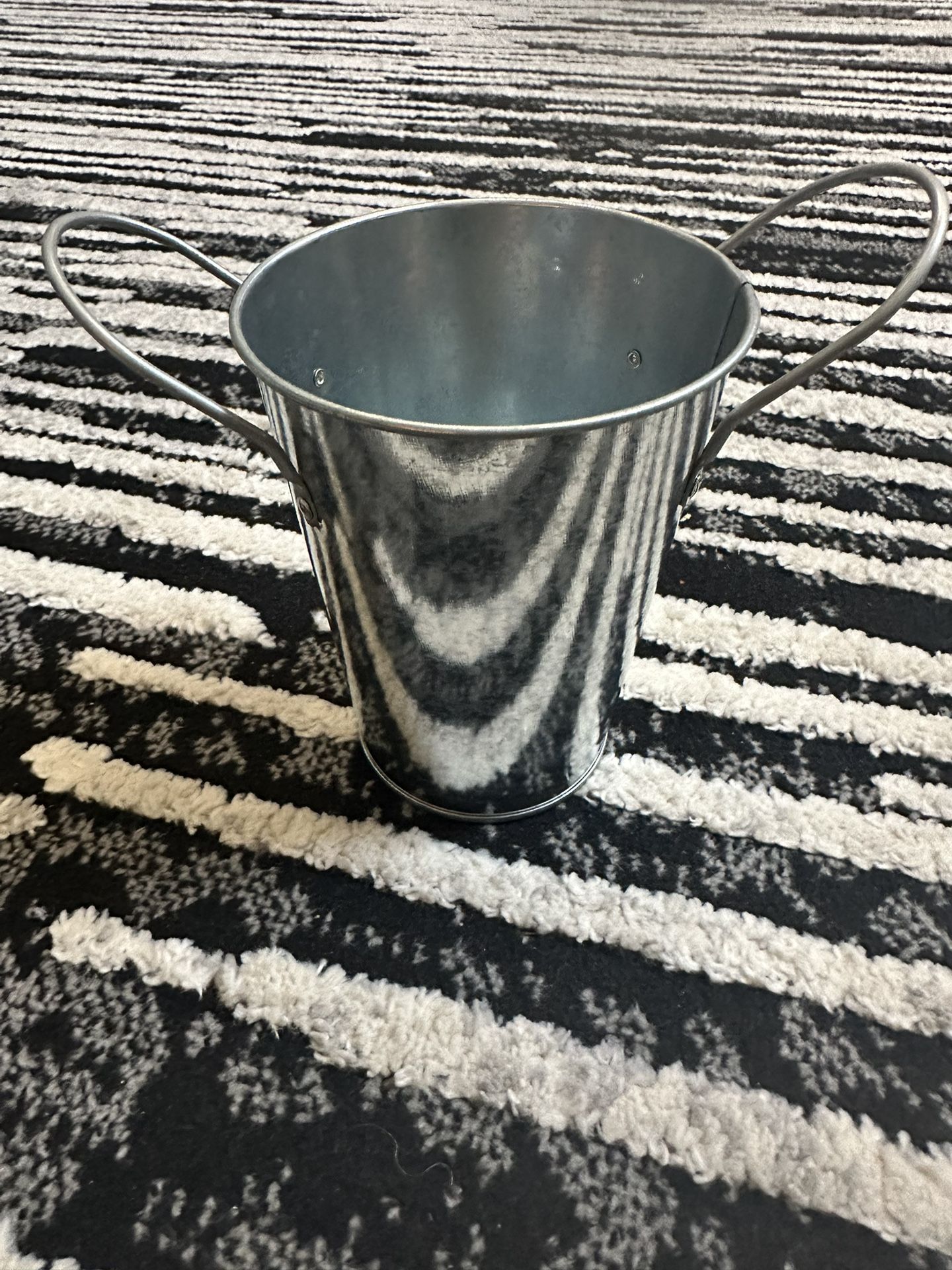 Small Galvanized, Metal Bucket:pot. Perfect For Adding Flower Decor.