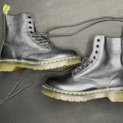 Dr. Martens 1460 Soft, Smooth Black Leather in Women's Size 6 - Yellow Stitching