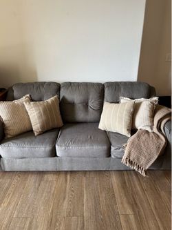 Gray Fabric 3-Seat Sofa Bed