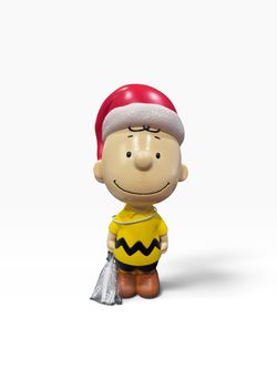 Blow Mold Decor Charlie Brown with Santa Hat 22 in NEW