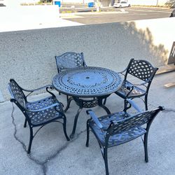 5PC Cast Aluminum Outdoor Patio Dining Table And Chair Set