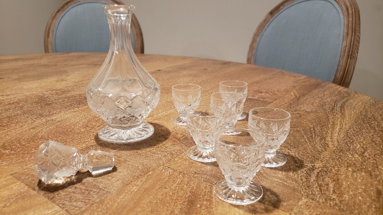 Bohemia Crystal Decanter and 6 Glass Set
