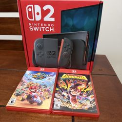Nintendo Switch 2 Console Brand New With Mario Kart World , Donkey Kong Bananza