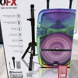 QFX 15” Speaker With Stand And Microphone 