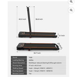UREVO 2 in 1 Under Desks Treadmill 2.5HP Folding Treadmill for Home Office with Remote Control 265lb