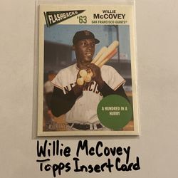 Willie McCovey San Francisco Giants Hall of Fame 1st Baseman Topps Short Print Insert Card. 