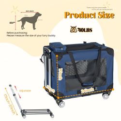 2 in 1, 24'' Collapsible Travel Dog Crate for Medium Large Dogs, Rolling Pet Carrier with Wheels, 3-Door Portable Folding Pet Kennel with Mesh Windows