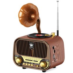 Retro Radio AM FM SW Bluetooth, Portable Vintage Transistor Radio With Best Sound, USB-C Rechargeable, Rotary Knob