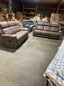 brand new inboxļ¼2PCS/86" Extra-Wide Oversized 3-Seat Deep Seat Faux Suede Manual Reclining Sofa with Solid Wood Frame for Modern Living Rooms ļ¼Pemberl