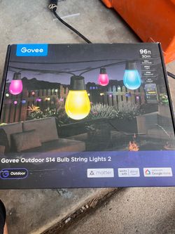 Govee S14 Bulb Outdoor String Lights 2, 96ft Smart RGBIC Warm White Lights with 30 LED Bulbs(2 Ropes of 48ft), 111 Scene Modes for Patio Decor, IP66 C
