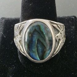 Vtg WM Sterling Silver 925   Thunderbird Paua Abalone Ring SZ 13.25 Southwestern