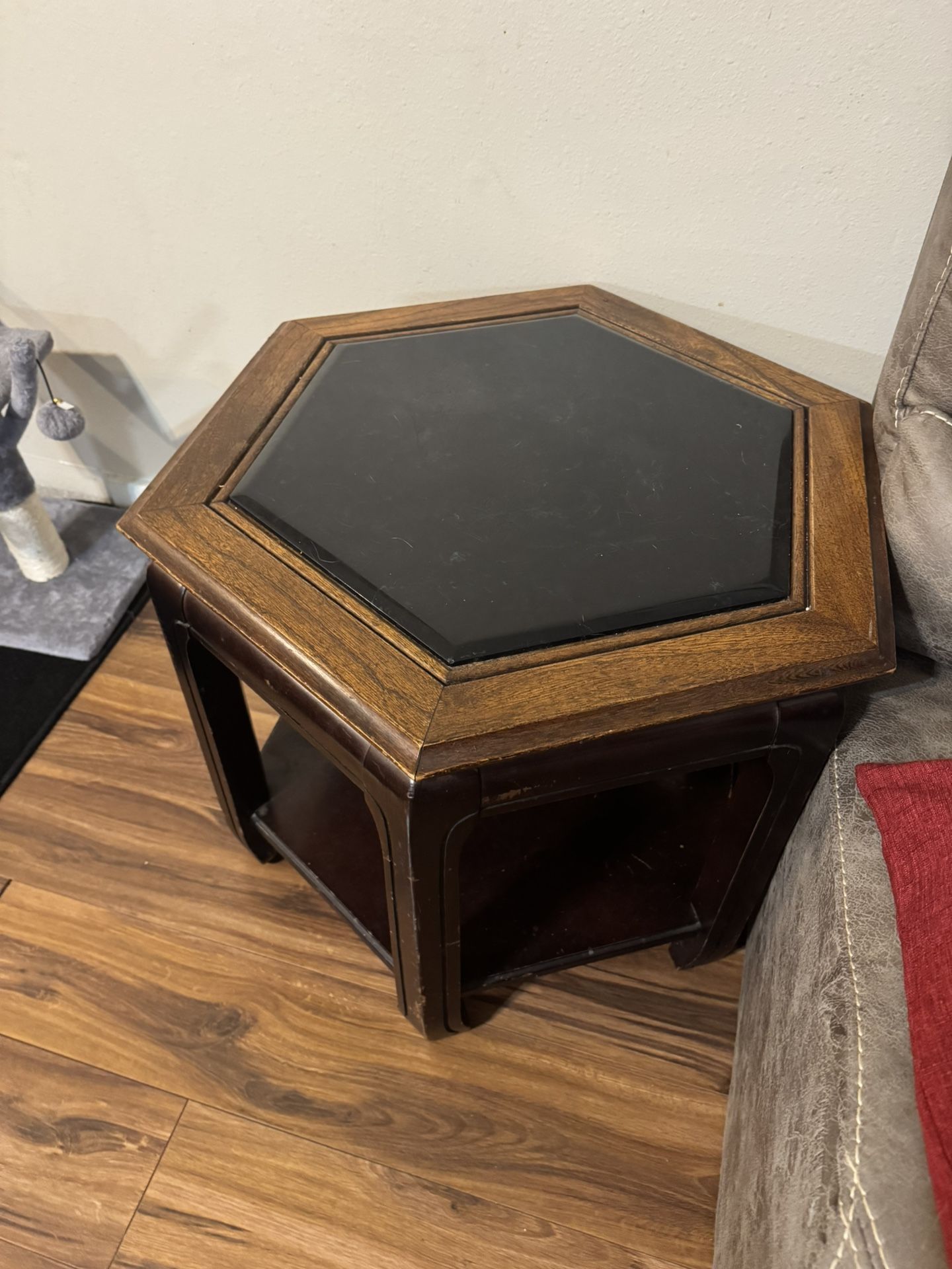 Solid Wood And Granite Oriental Coffee Table And Side Table