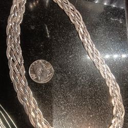 925 Mex.Sterling Silver  Basket Weave Necklace  18",11 mm 