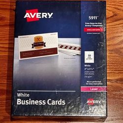 Avera Business Cards 2" x 3 1/2", White, Pack of 2,500 New 