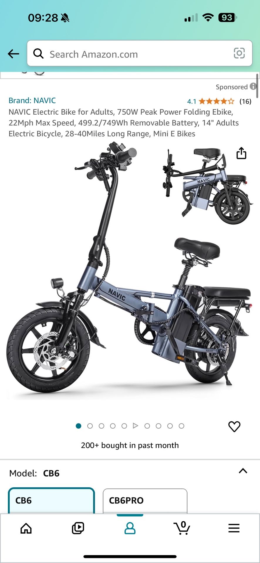 NAVIC Electric Bike 500W Peak Power Folding Ebike, 18mph