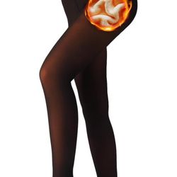 Fleece Lined Tights Deep Color - Fake Translucent Warm Pantyhose Sheer Thermal Women Tights for Winter ( medium)