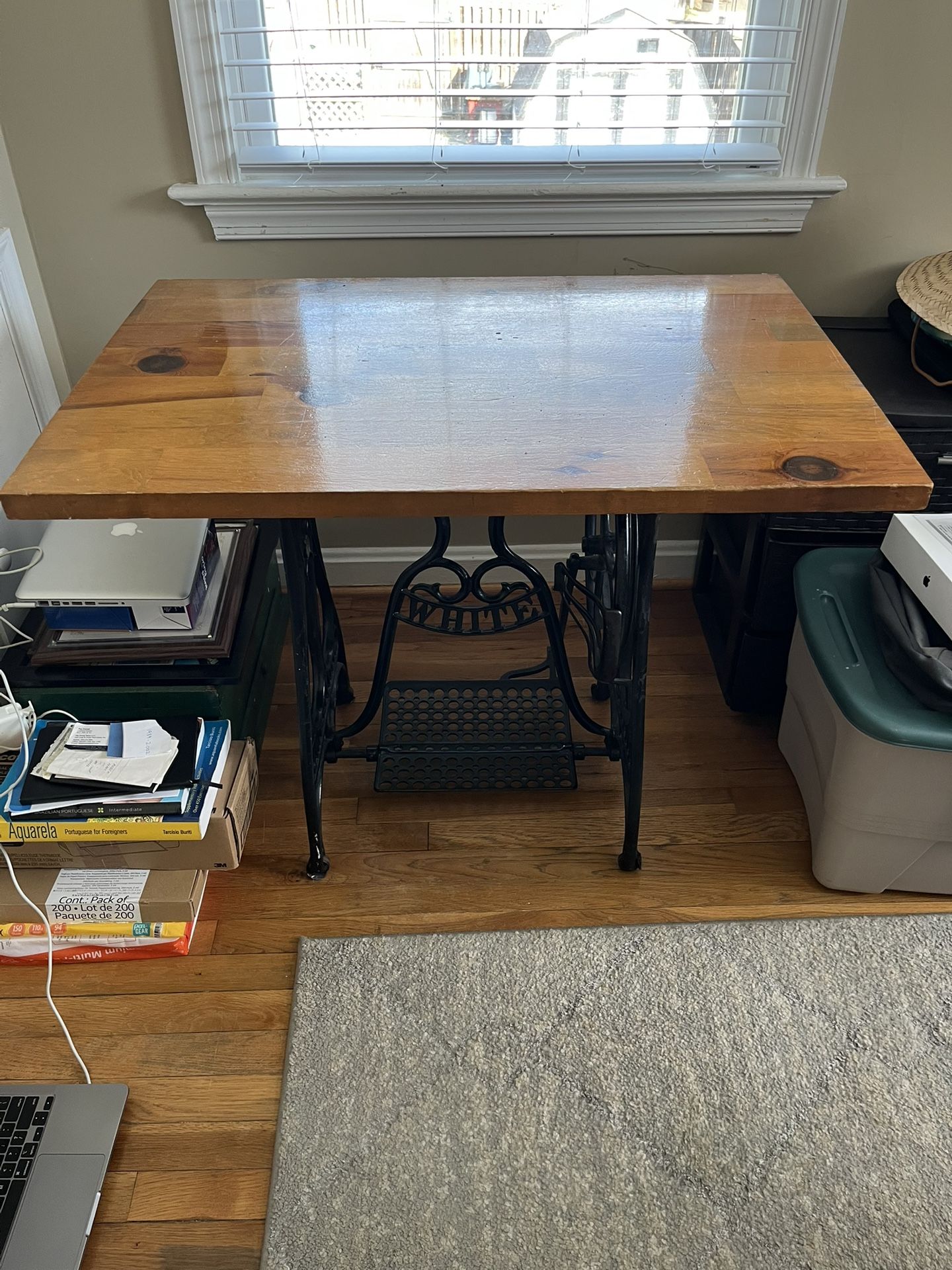 Sewing Machine Oak Table