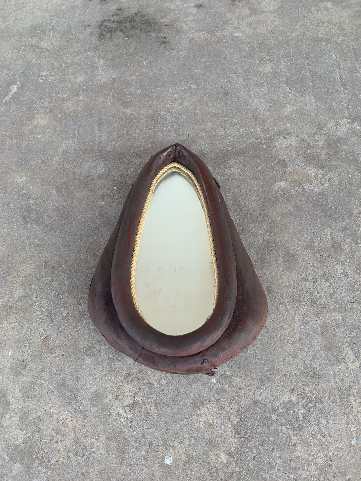 VINTAGE Leather Equestrian Horse Collar Mirror Antique 26 x 18 Cowboy Style