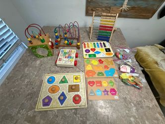 Baby Educational Toy Lot- 9 Items- Melissa & Doug Blocks Activity Cubes Learning Toys Shapes Colors 