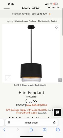 Quoizel Elio 3-Light Matte Black Pendant Light (OBO)