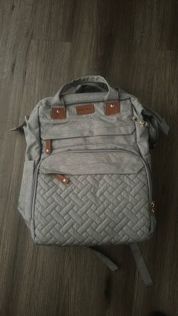 Good Mum Gray Quilted Diaper Backpack
