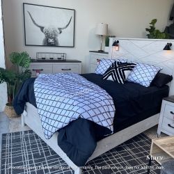 BEDROOM SET, 4 PC QUEEN BED FRAME, DRESSER, MIRROR AND NIGHTSTAND -NEW-