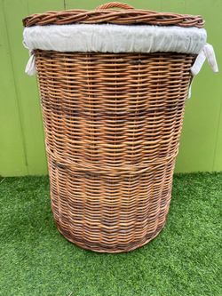 Large Bohemian Natural Rattan Woven Storage Trunk and/or Clothes Hamper