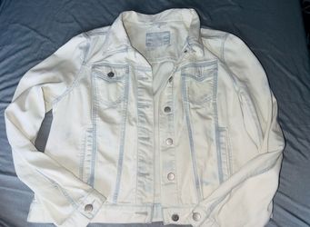 Light Jean wash Ann Taylor Loft Jean jacket Sz Lg. READ BELOW