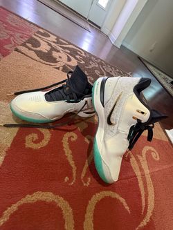 Nike Air Zoom Men’s Mid Top Basketball Sneakers White Black Teal Gold