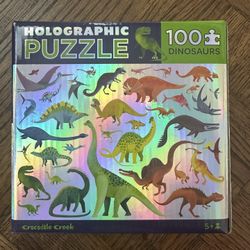 🧩🦖 Crocodile Creek Holographic Dinosaur Puzzle – 100 Pieces