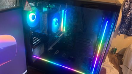 Pc and monitor have all the cords for both of it pc runs very good you can get 240 fps in any game runs very smooth