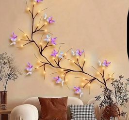 A Butterfly Branch LED Light Powered By USB, Offering 8 Lighting Modes. This Artificial Branch Light String Includes 30 LED Lights, Making It Perfect 