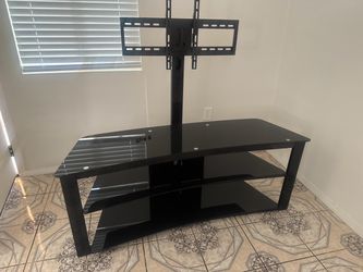 Black Glass TV Stand with Mount