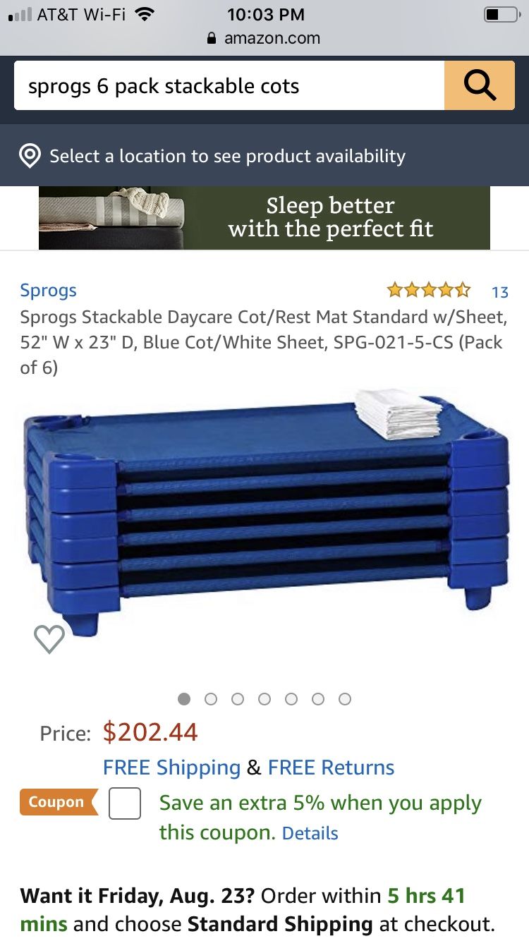Brand new 6 Sprogs daycare cots in box