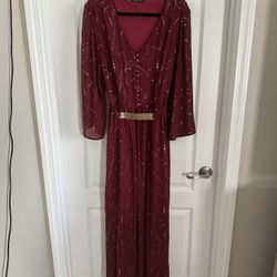 NEW/Plus size burgundy gold print Dress