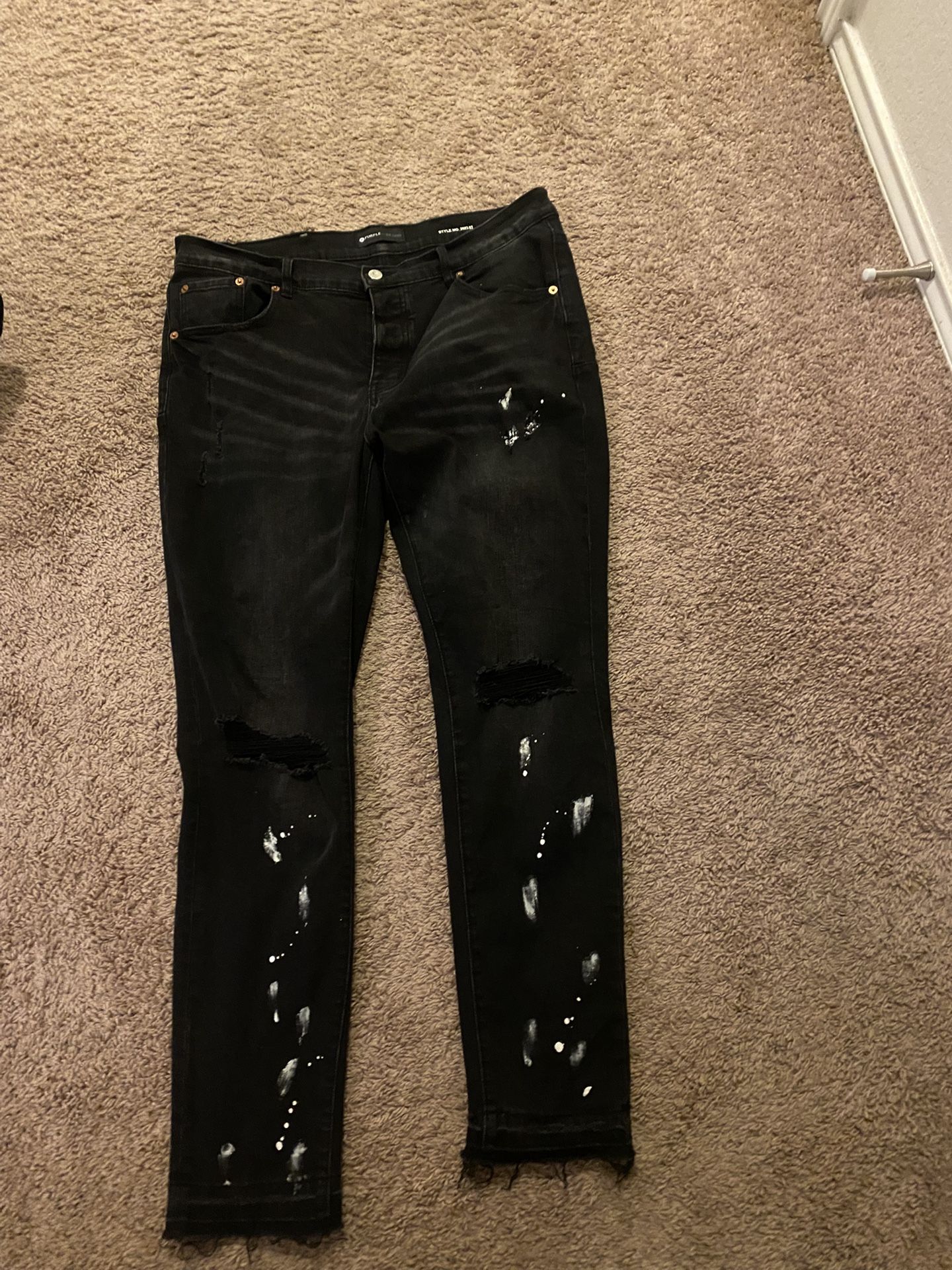 Purple Jeans Black With Paint Splatter