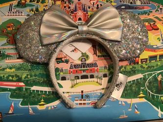 Disney Parks Silver Sequin Ears Headband -New