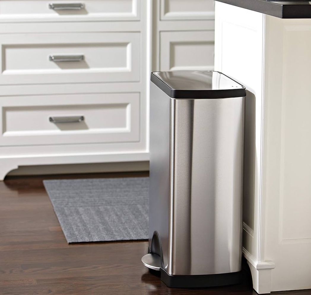 simplehuman 50 Liter / 13.0 Gallon Rectangular Kitchen Step Trash Can, Brushed Stainless Steel