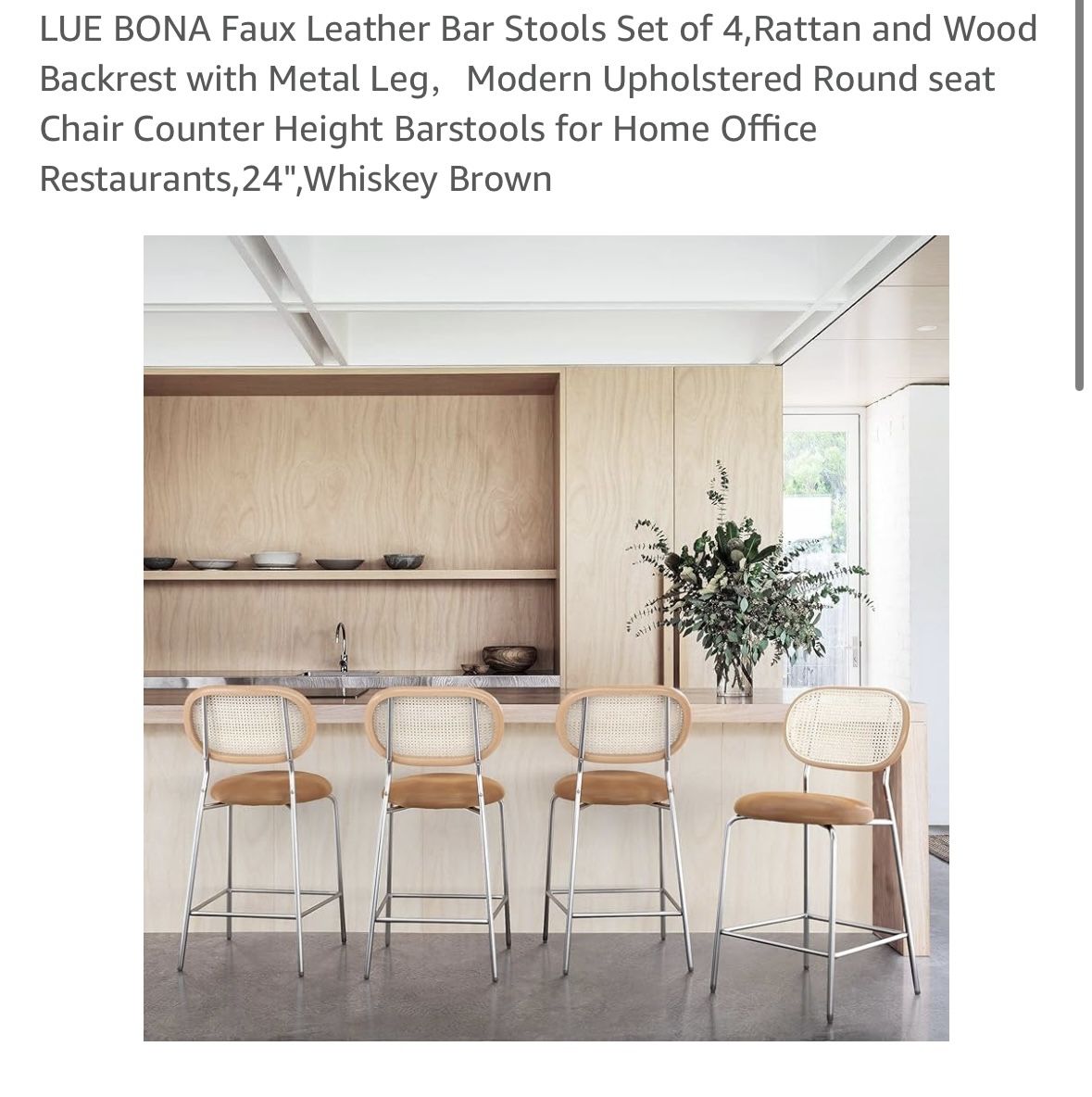 Orange Leather Bar Stools 