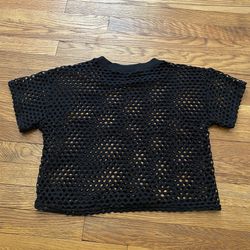 Black Fishnet Cropped Shirt 