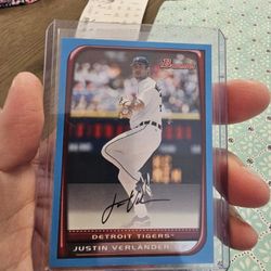 Justin Verlander 08 Bowman Blue Parallel Serial Number 276/500 07 Upper Deck SP Authentic Cards
