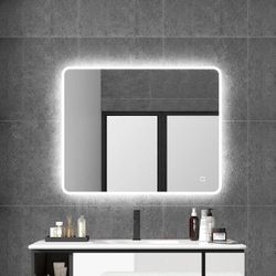 NEW Silver 36 in. W x 28 in. H Large Rectangular Frameless Anti-Fog LED Wall Ceiling Bathroom Vanity Mirror