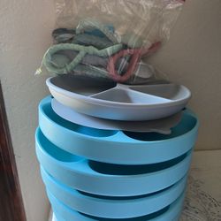 Silicone Plates Sporks Spoons Itzy Ritzy Green Sprouts Bumkins
