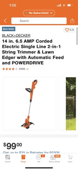 14 in. 6.5 Amp Corded Electric Single Line 2-In-1 String Trimmer & Lawn  Edger with Automatic Feed