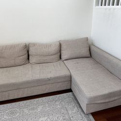 FRIHETEN Sleeper sectional,3 seat w/storage, Faringe light gray