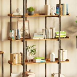 Rolanstar 5-Tier Bookshelves and Bookcases, Open Freestanding Bookcase for Living room, Bedroom, Home Office, Rustic Brown

