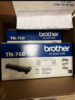 2 Genuine Brother TN-760 High-Yield Black Toner Cartridges – New – $125