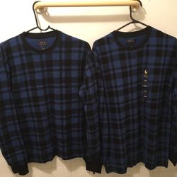 Polo Blue Plaid Thermal Shirt ( Sold Individually) 